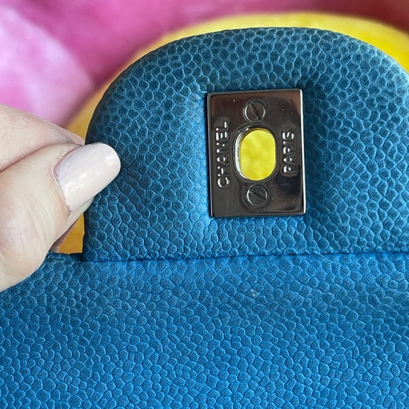 Chanel jumbo flap bag caviar double flap turquoise - Picture 15 of 17